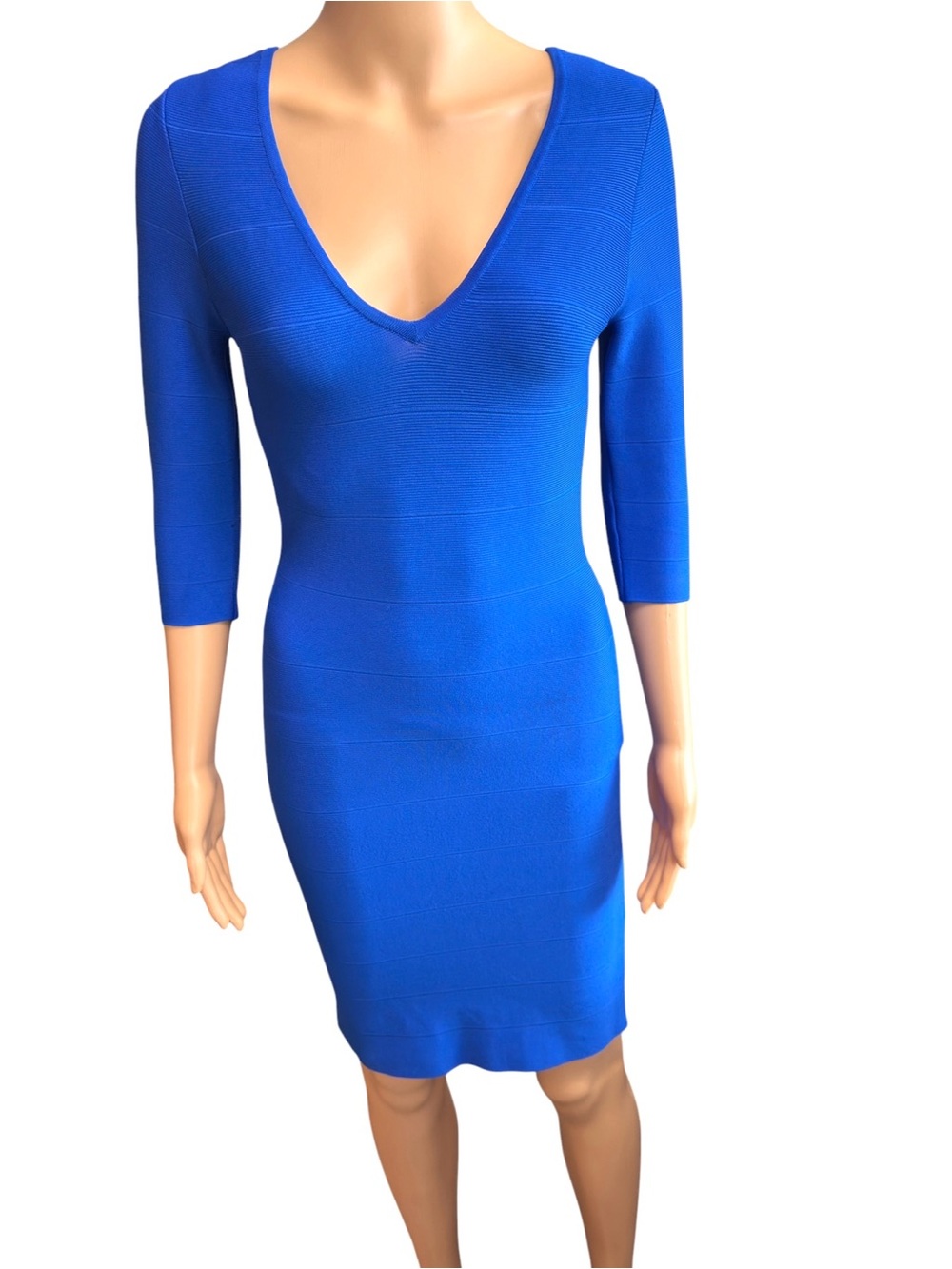 GUESS  V-Neck Royal Blue Women's Dress